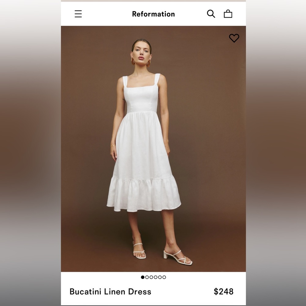 Reformation - White Bucatini linen dress. Size 8.
